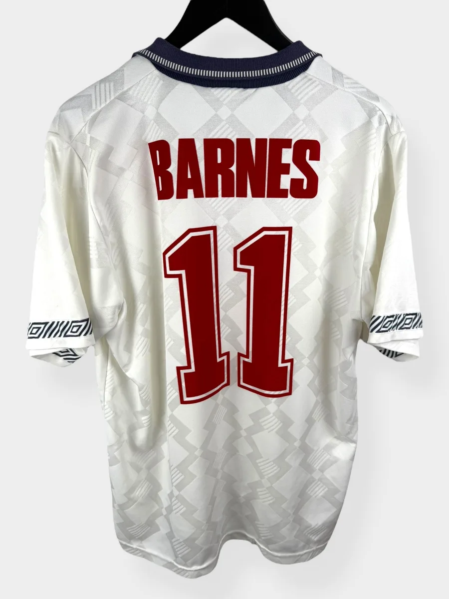 1990-92 ENGLAND HOME SHIRT BARNES #11 XL